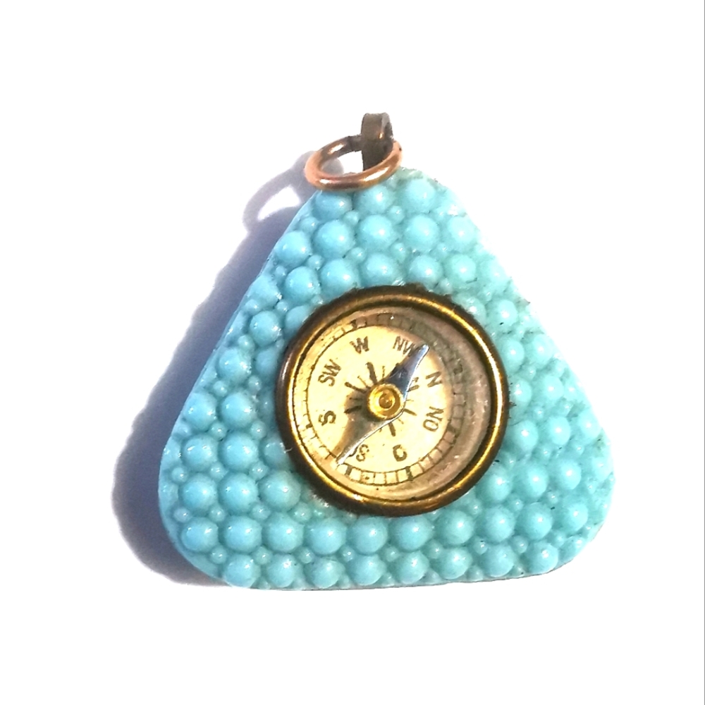 Working Vintage Miniature Enamel Compass Fob